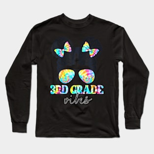 3Rd Grade Vibes Messy Hair Bun Girl Back To School First Day Long Sleeve T-Shirt